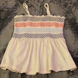 red white and blue tight to loose tank top